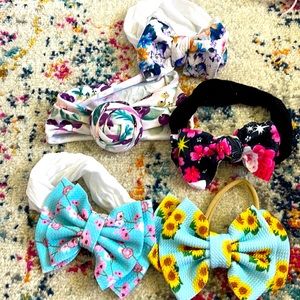 5 floral baby bows